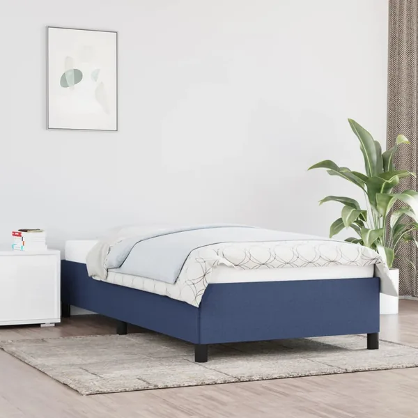 Cadre de lit sans matelas bleu 90x200 cm tissu