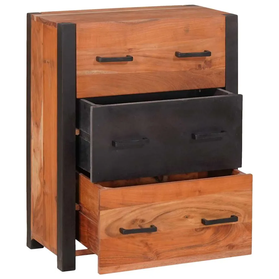 Buffet avec tiroir Marron 55 x 30 x 75 cm Bois d'Acacia Massif - 4
