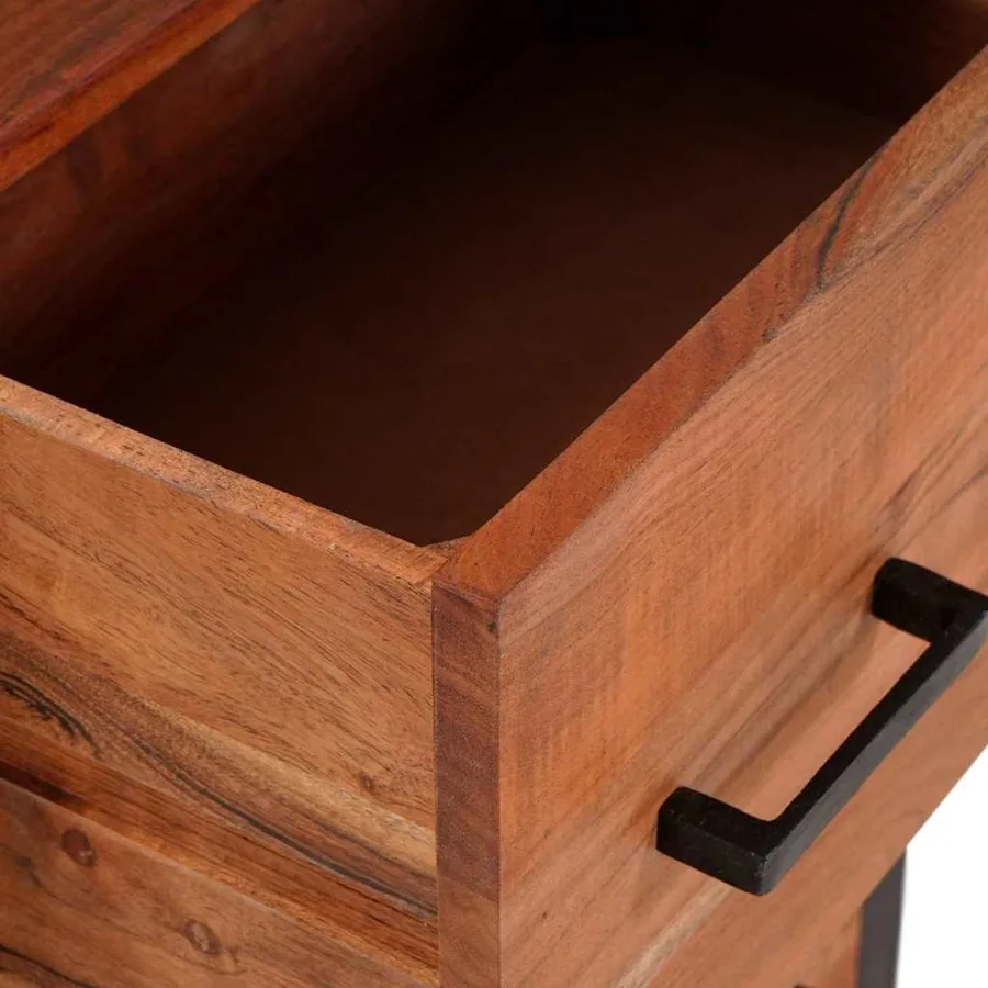 Buffet avec tiroir Marron 55 x 30 x 75 cm Bois d'Acacia Massif - 9