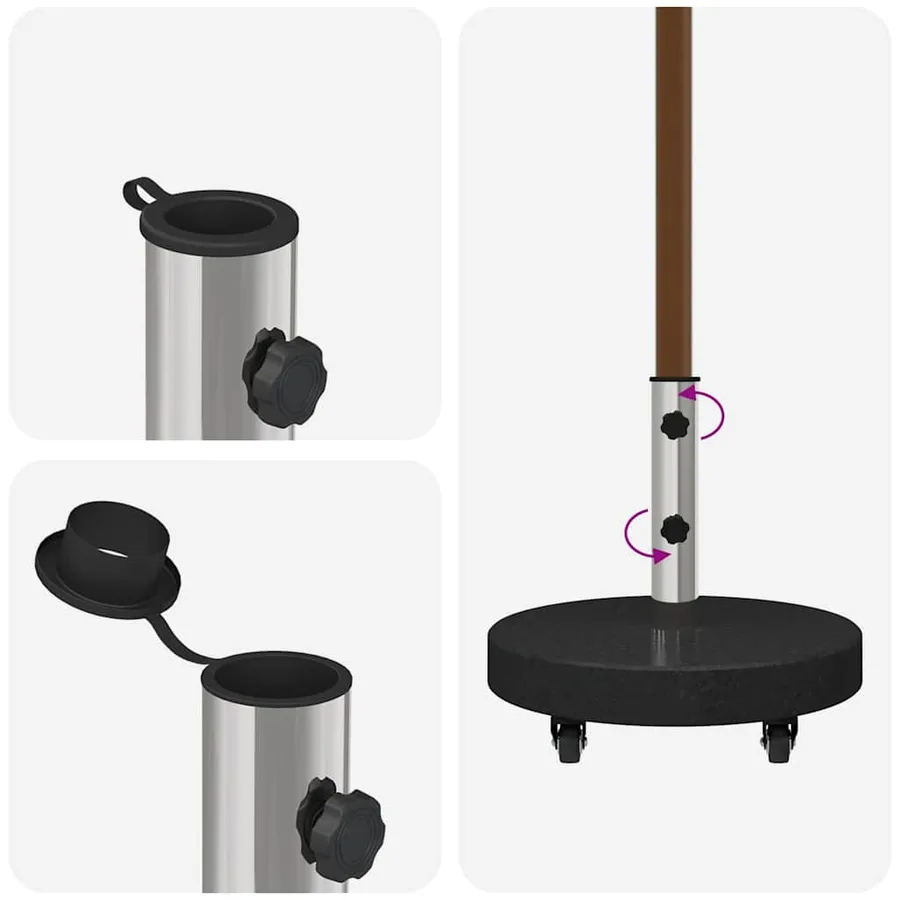 Pied de parasol 30kg Noir Granite et Acier Inoxydable Rond - 11