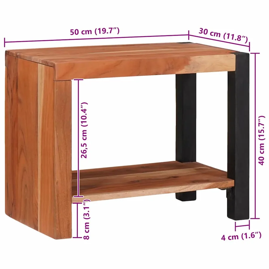 Étagère Marron 50 x 30 x 40 cm Bois d'Acacia Massif - 12