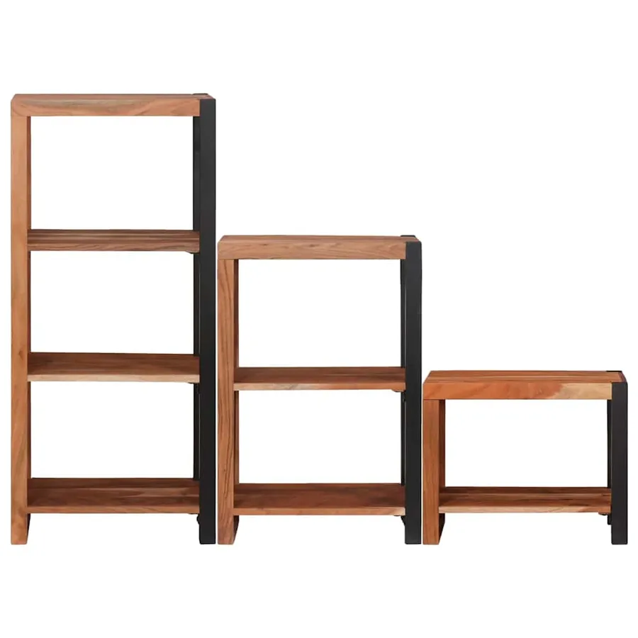 Étagère 3 pcs Marron 50 x 30 x 110 cm Bois d'Acacia Massif - 4