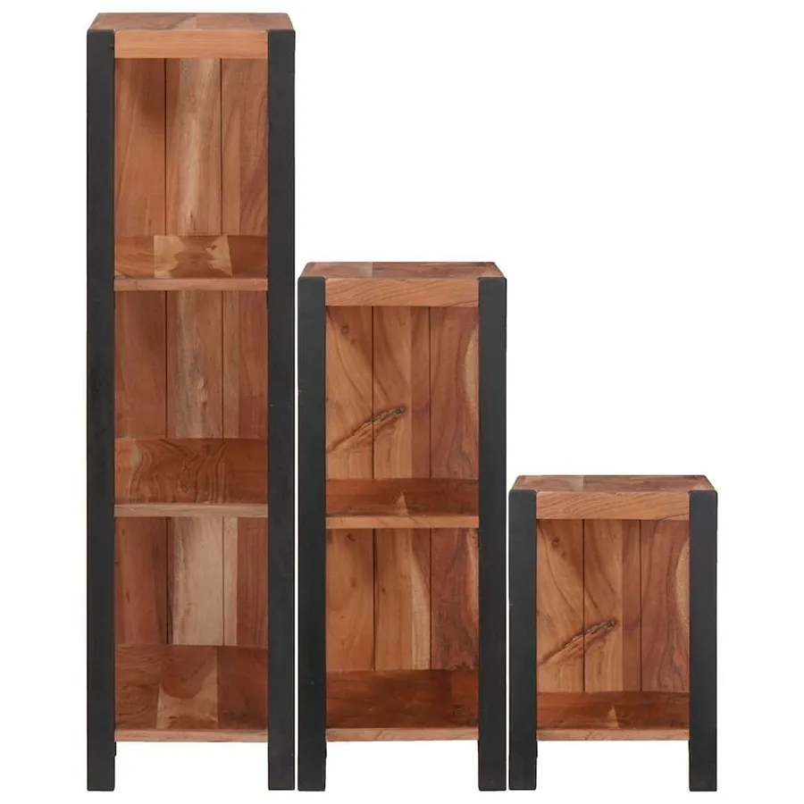 Étagère 3 pcs Marron 50 x 30 x 110 cm Bois d'Acacia Massif - 5
