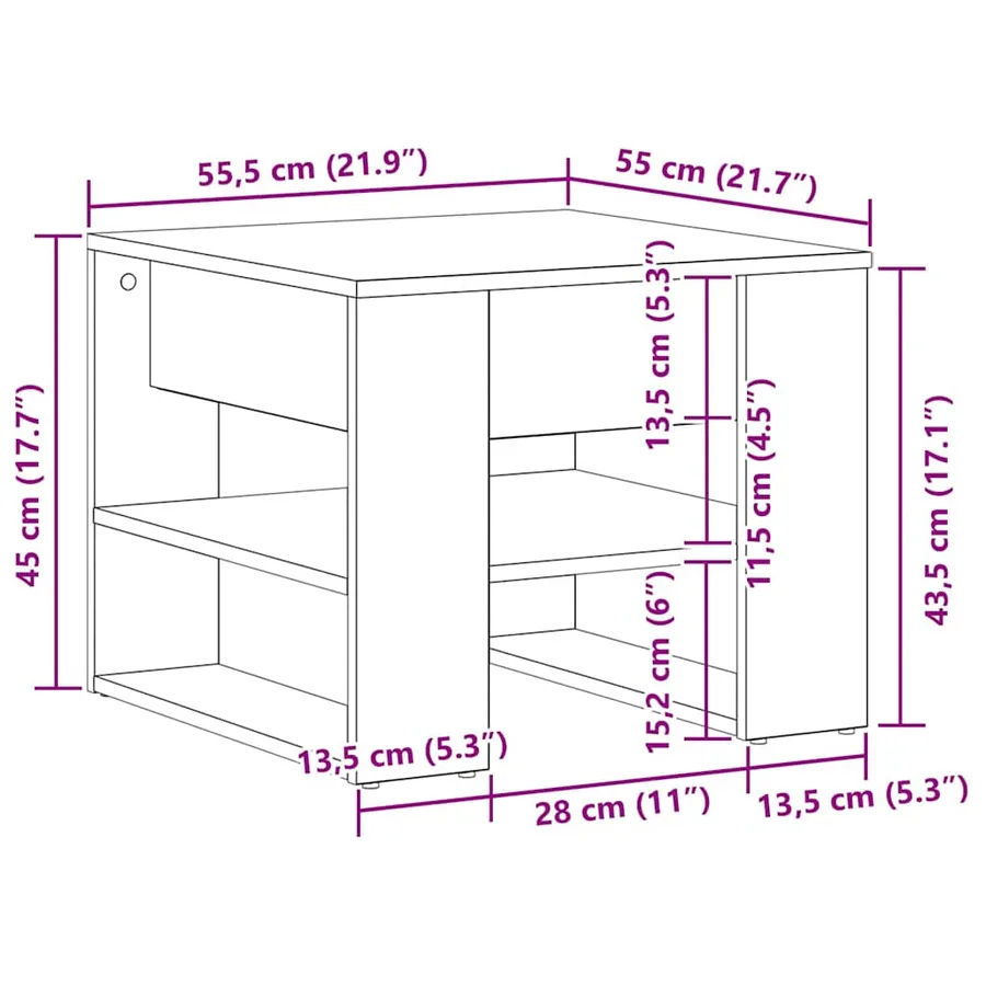 Table basse Chêne noir 55,5 x 55 x 45 cm Bois d'ingénierie - 10