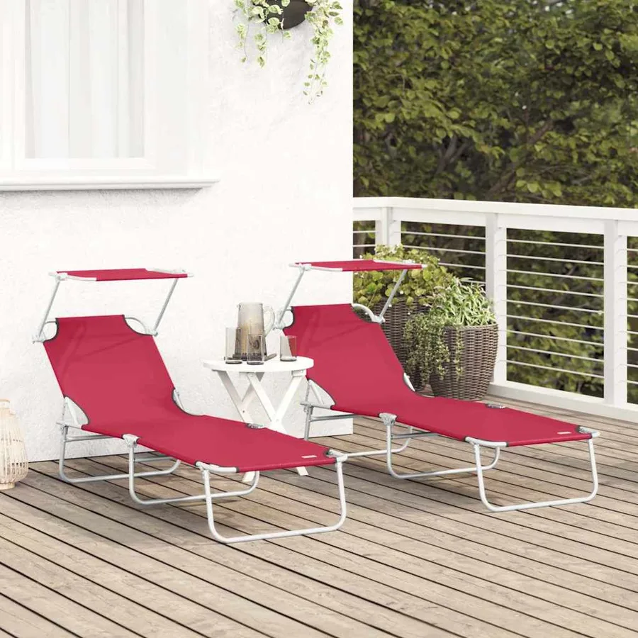 Transat 2 pcs Rouge 58 x 188 x 77cm Polyester - 3