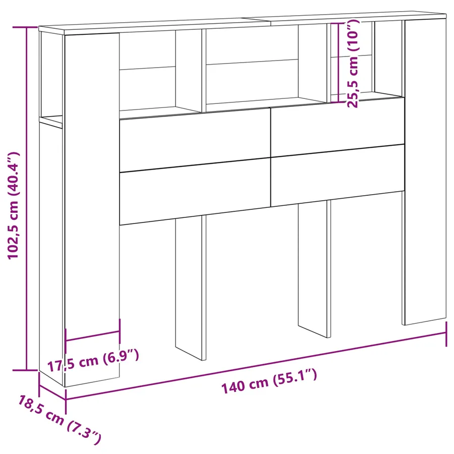 Cabinet de Tête de Lit Chêne noir Bois d'ingénierie - 11