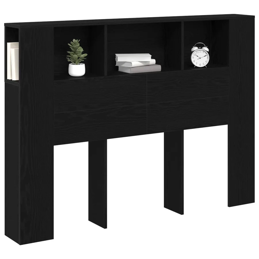 Cabinet de Tête de Lit Chêne noir Bois d'ingénierie - 3