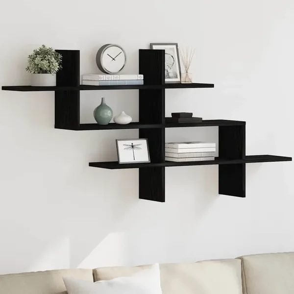 Étagère murale en chêne noir 124,5 x 18 x 60,5 cm bois d'ingénierie
