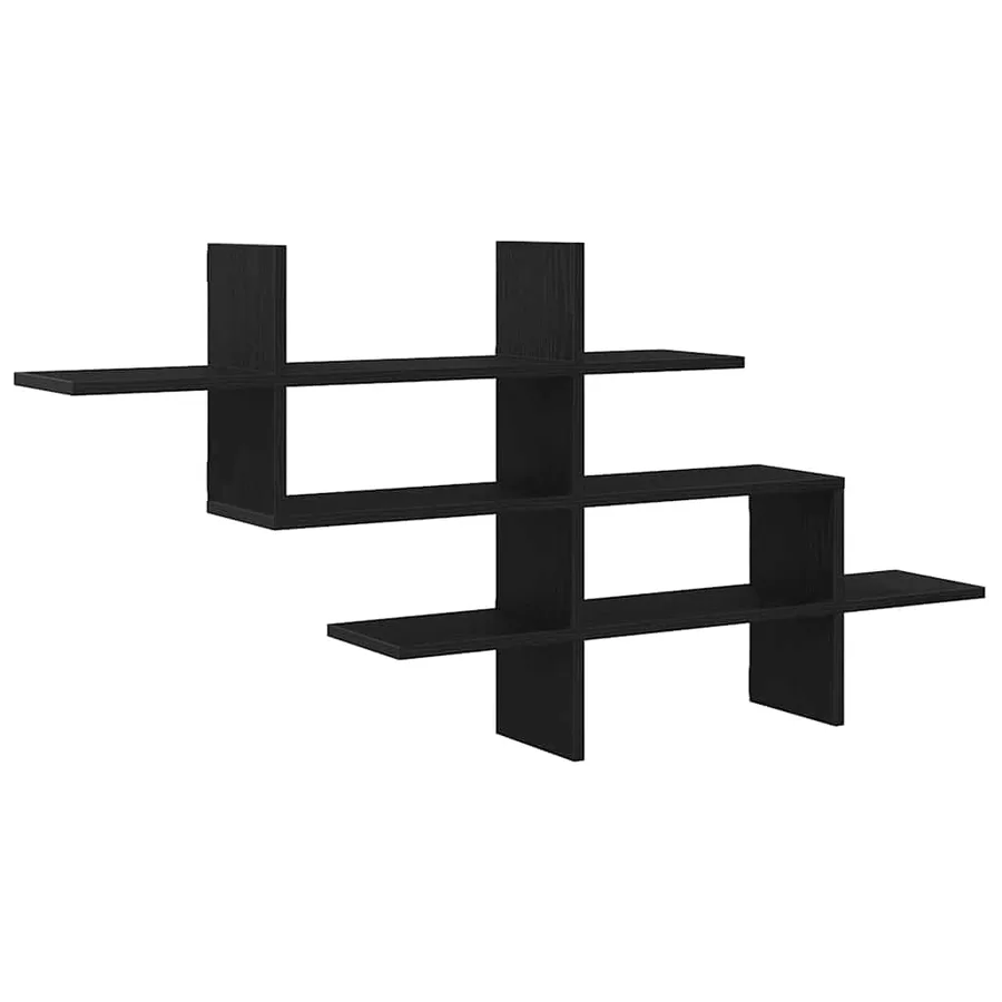 Étagère murale en chêne noir 124,5 x 18 x 60,5 cm bois d'ingénierie - 2