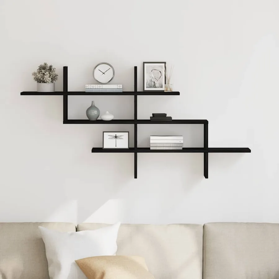 Étagère murale en chêne noir 124,5 x 18 x 60,5 cm bois d'ingénierie - 3