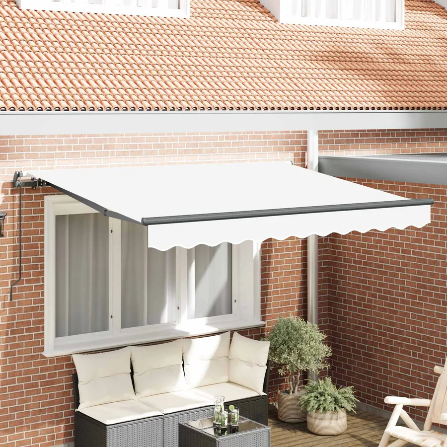 Auvent Rétractable Blanc 350 x 200 cm tissu