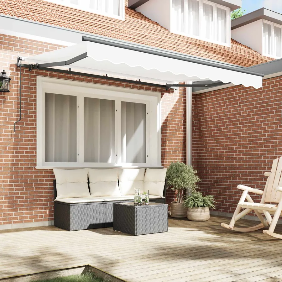 Auvent Rétractable Blanc 350 x 200 cm tissu - 3