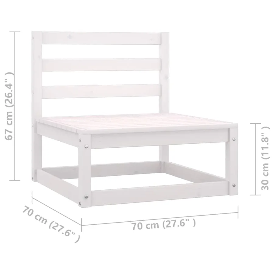 Salon de jardin 11 pcs avec coussins Blanc Bois de pin massif - 9
