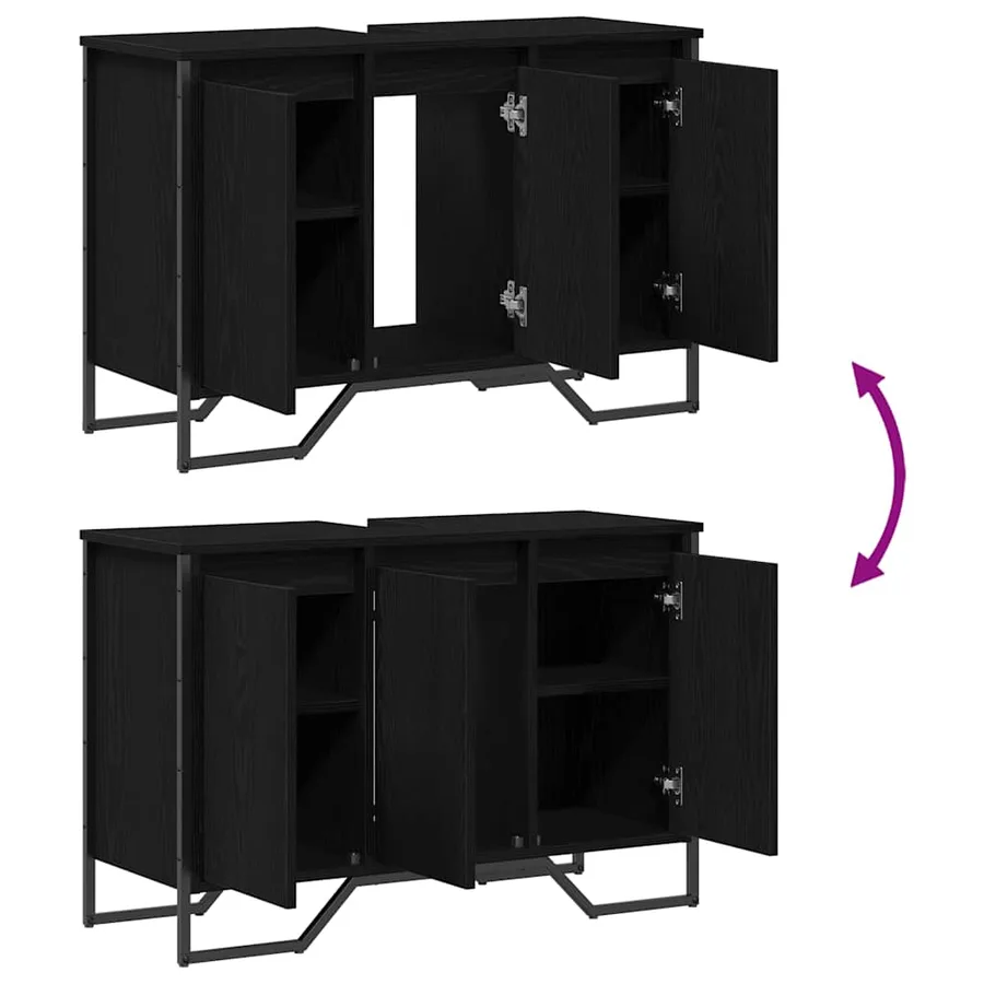 Meuble de Lavabo de Salle de Bain Chêne noir 91 x 35 x 60 cm - 10