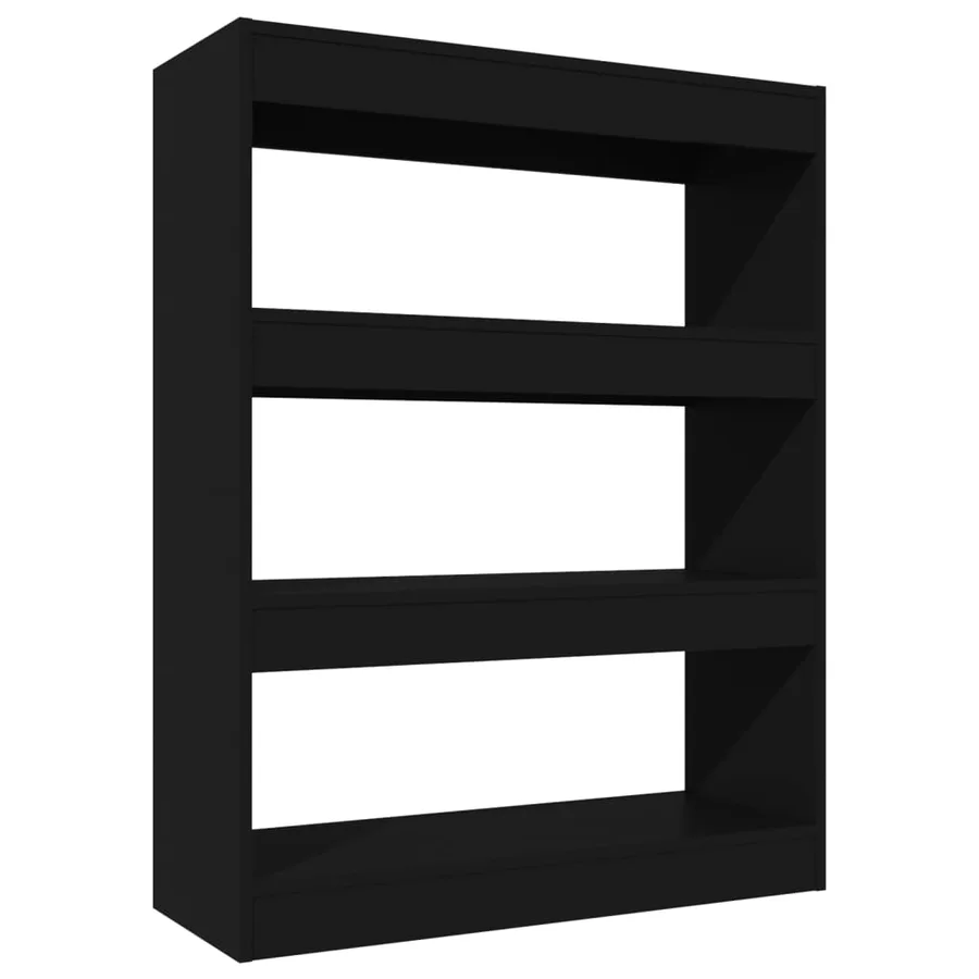 Bibliothèque/Cloison Noir 80x30x103 cm Bois d'ingénierie - 2