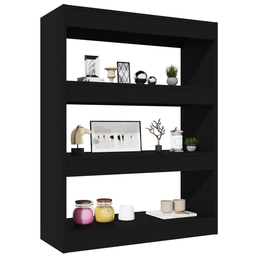 Bibliothèque/Cloison Noir 80x30x103 cm Bois d'ingénierie - 4