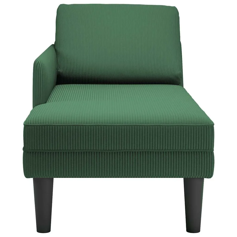 Chaise longue avec coussin vert foncé tissu en velours côtelé - 4