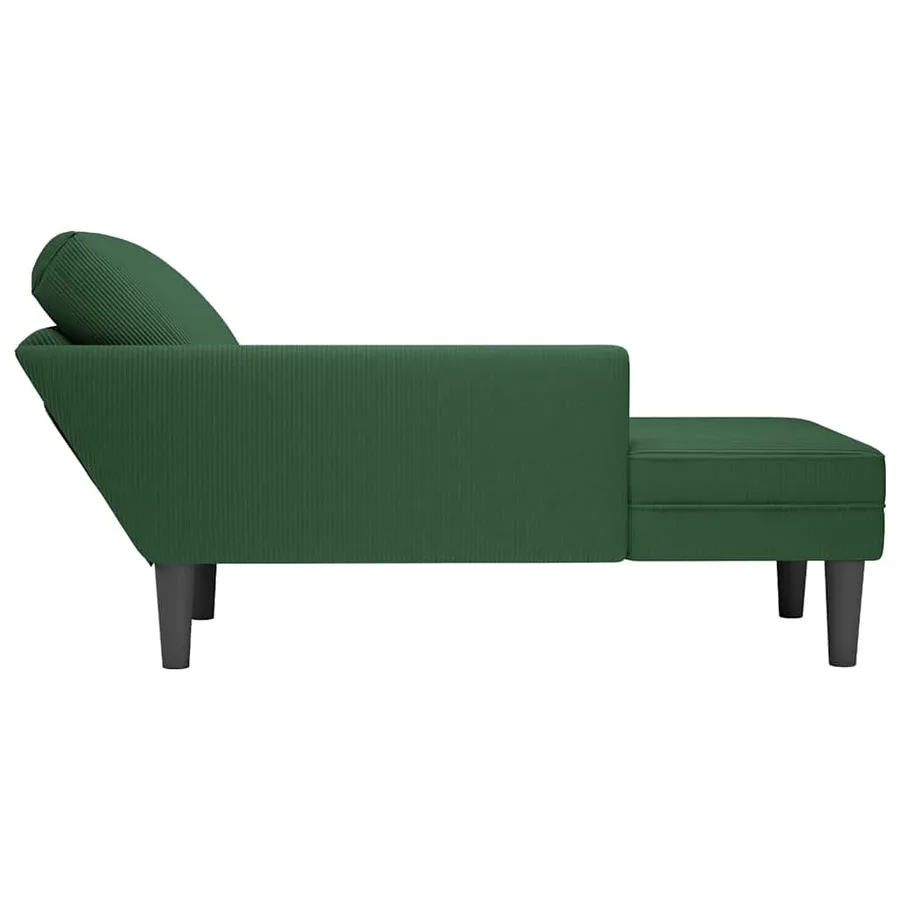 Chaise longue avec coussin vert foncé tissu en velours côtelé - 5