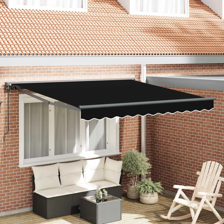 Cadre d'auvent Noir 300 x 250 cm Polyester avec revêtement PU
