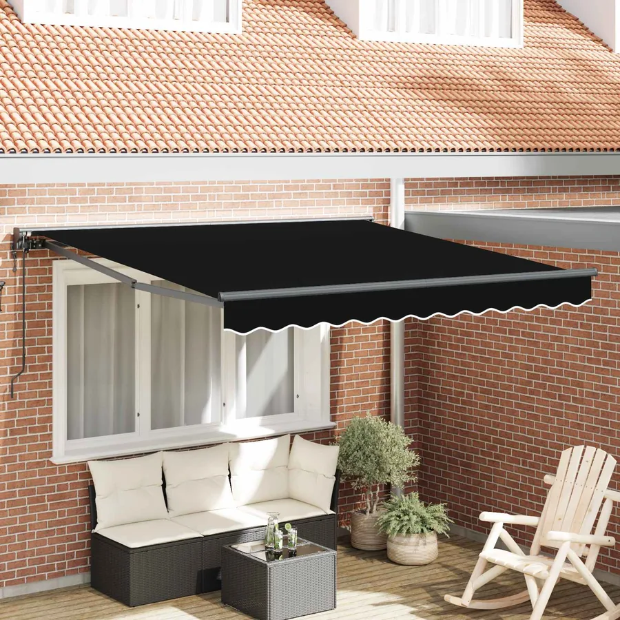Cadre d'auvent Noir 350 x 250 cm Polyester avec revêtement PU