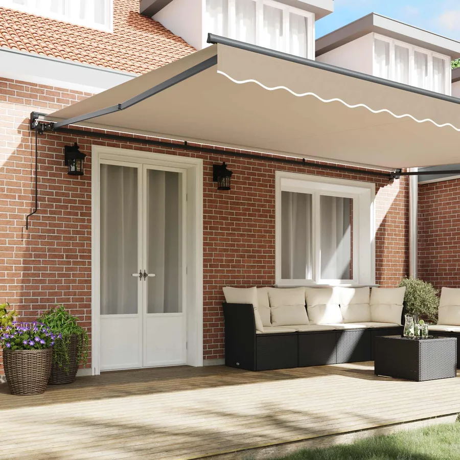 Cadre d'auvent Beige 500 × 300 cm Polyester avec revêtement PU - 3
