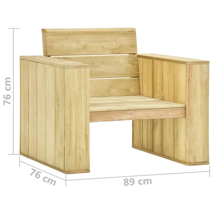 Chaise de jardin avec coussins noir Bois de pin imprégné - 7