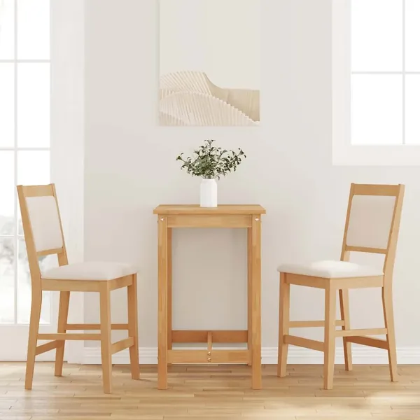 Tabourets de bar avec coussins (2 pcs) en bois massif naturel et caoutchouc