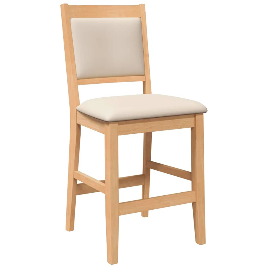 Tabourets de bar avec coussins (2 pcs) en bois massif naturel et caoutchouc - 4