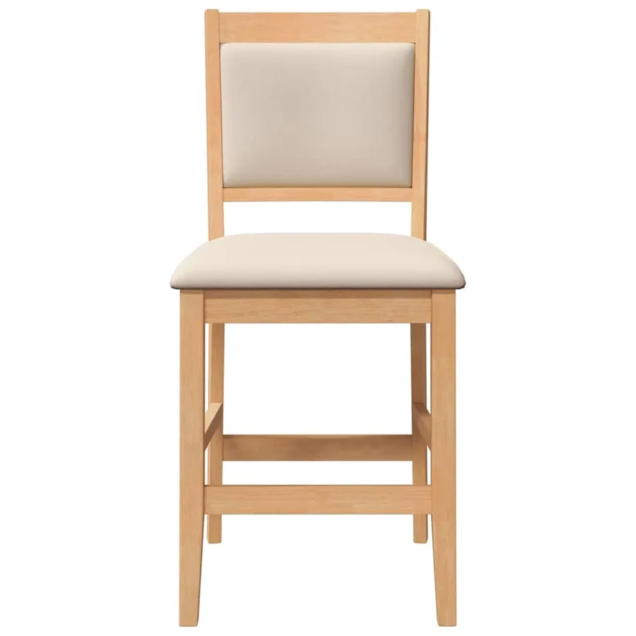 Tabourets de bar avec coussins (2 pcs) en bois massif naturel et caoutchouc - 5