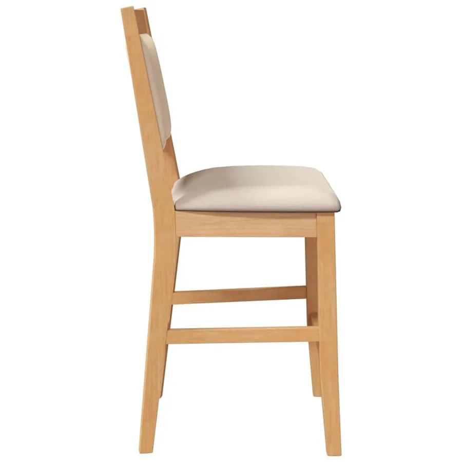 Tabourets de bar avec coussins (2 pcs) en bois massif naturel et caoutchouc - 6
