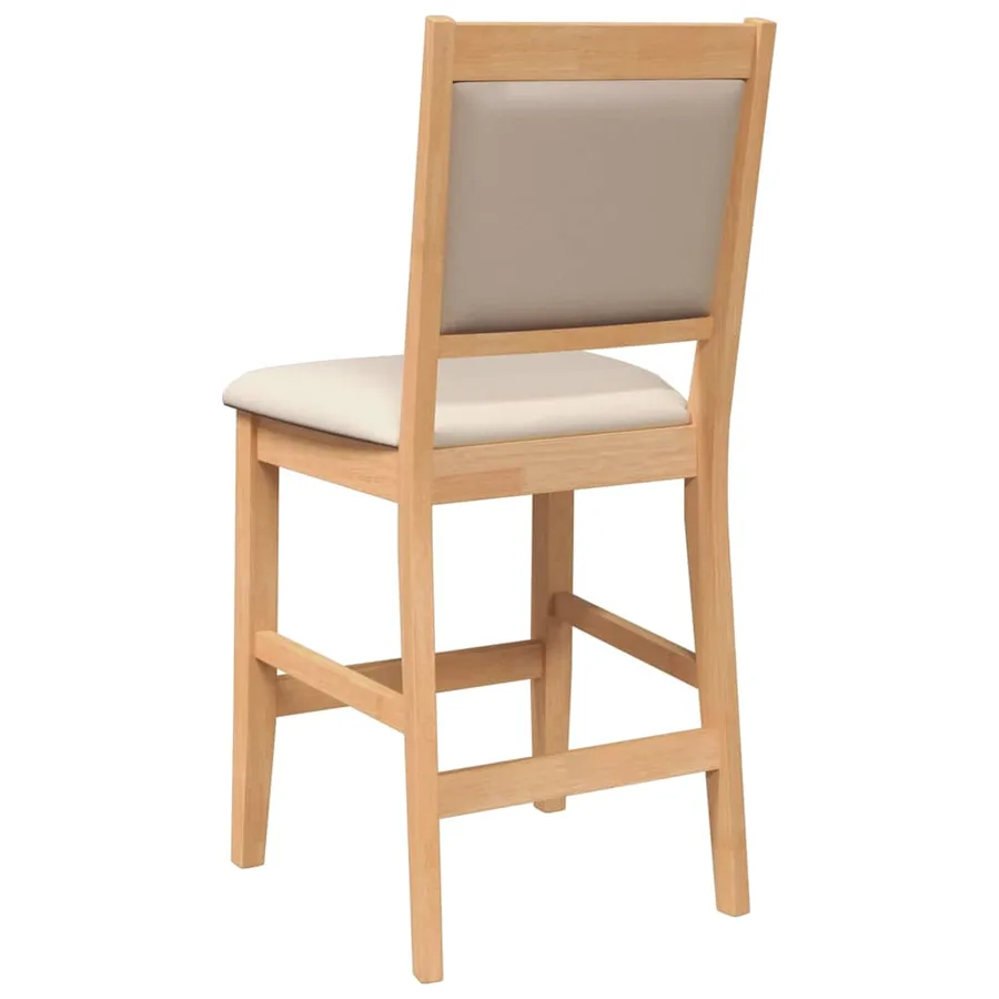 Tabourets de bar avec coussins (2 pcs) en bois massif naturel et caoutchouc - 7