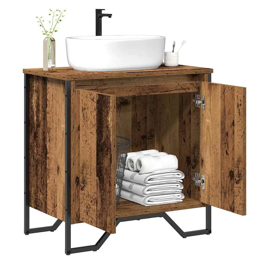 Meuble de Lavabo de Salle de Bain Bois Ancien 60 x 35 x 60 cm - 3