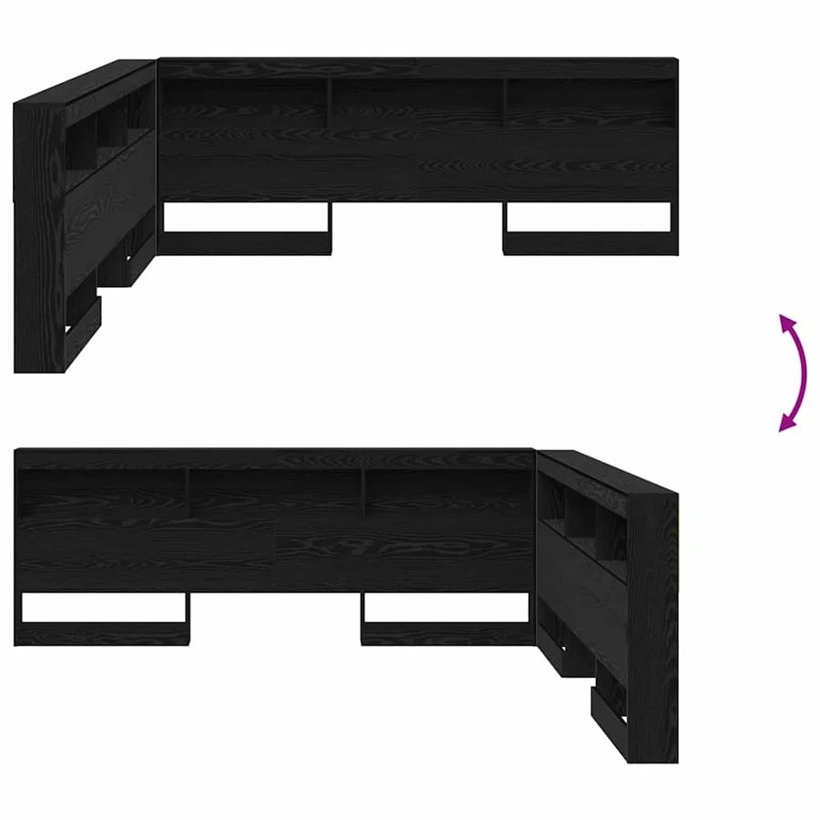 Tête de lit de rangement Chêne noir 180 cm Bois d'ingénierie - 8