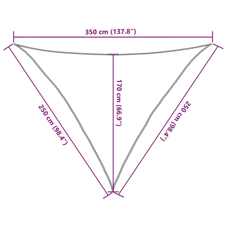 Voile d'ombrage 160 g/m² triangulaire sable 2,5x2,5x3,5 m PEHD - 10