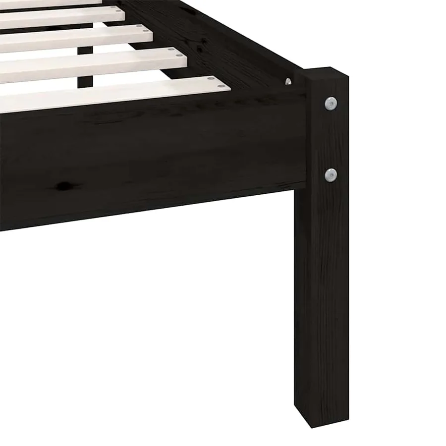 Cadre de lit sans matelas noir bois massif 200x200 cm - 8