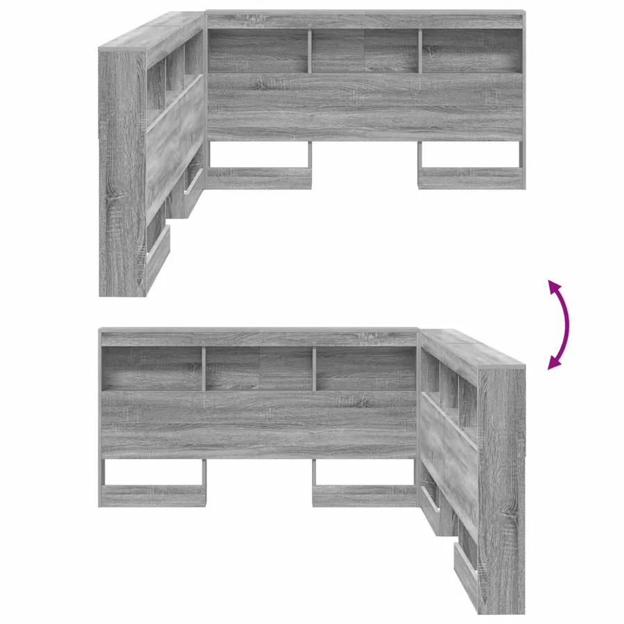 Tête de lit de rangement Gris Sonoma 160 cm Bois d'ingénierie - 8