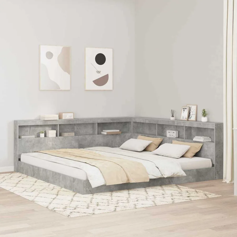 Tête de lit de rangement Gris béton 180 cm Bois d'ingénierie
