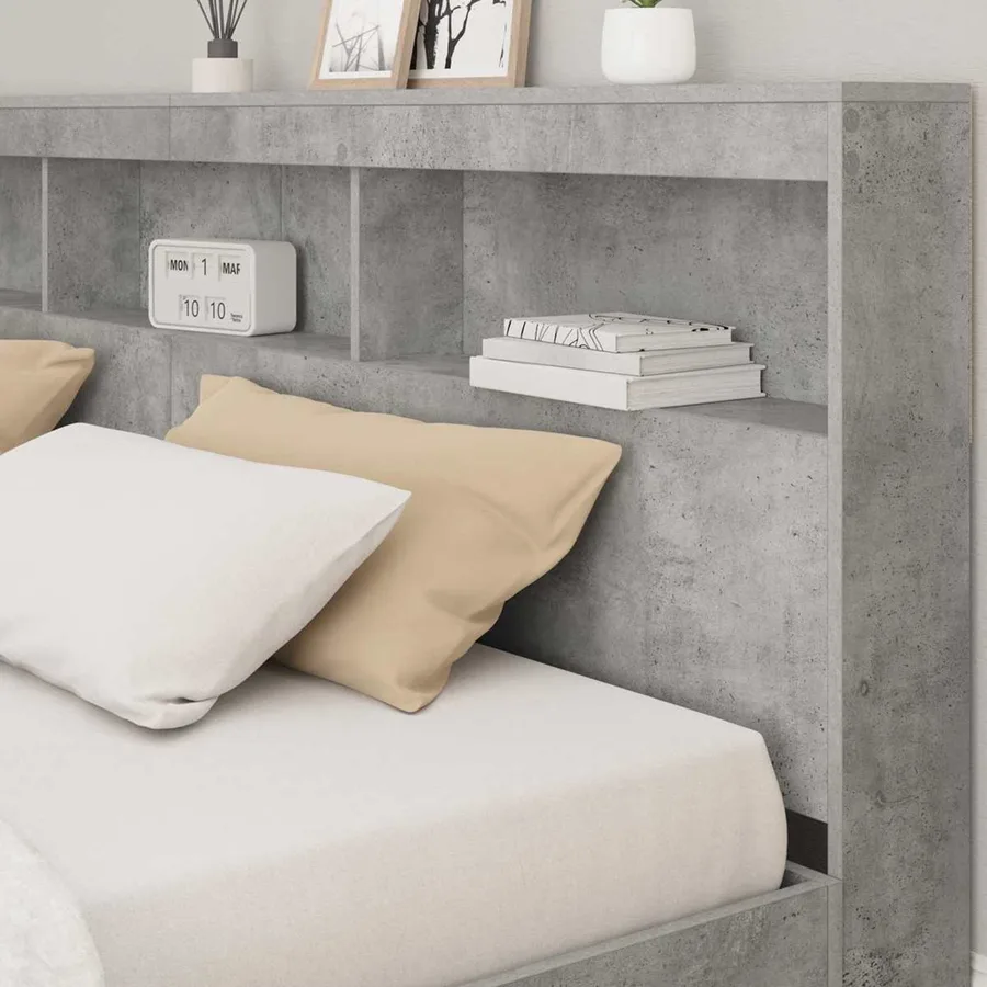 Tête de lit de rangement Gris béton 180 cm Bois d'ingénierie - 4