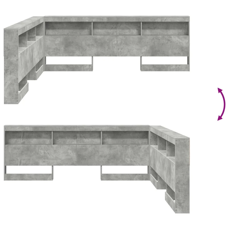 Tête de lit de rangement Gris béton 180 cm Bois d'ingénierie - 9