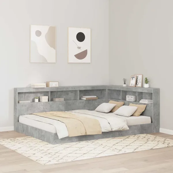 Tête de lit de rangement Gris béton 160 cm Bois d'ingénierie