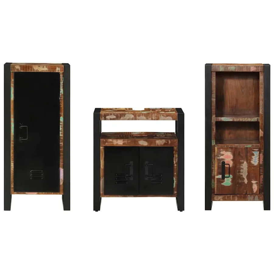 Ensemble de mobilier de salle de bain 3 pcs Bois Recyclé Solide - 7