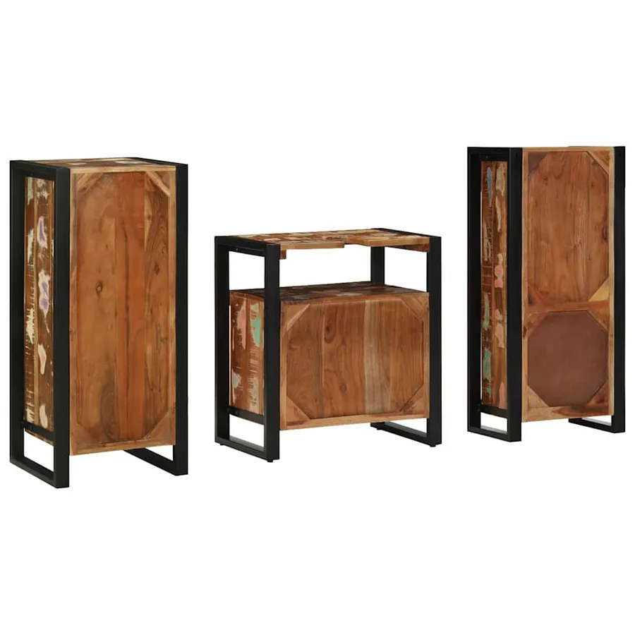 Ensemble de mobilier de salle de bain 3 pcs Bois Recyclé Solide - 8