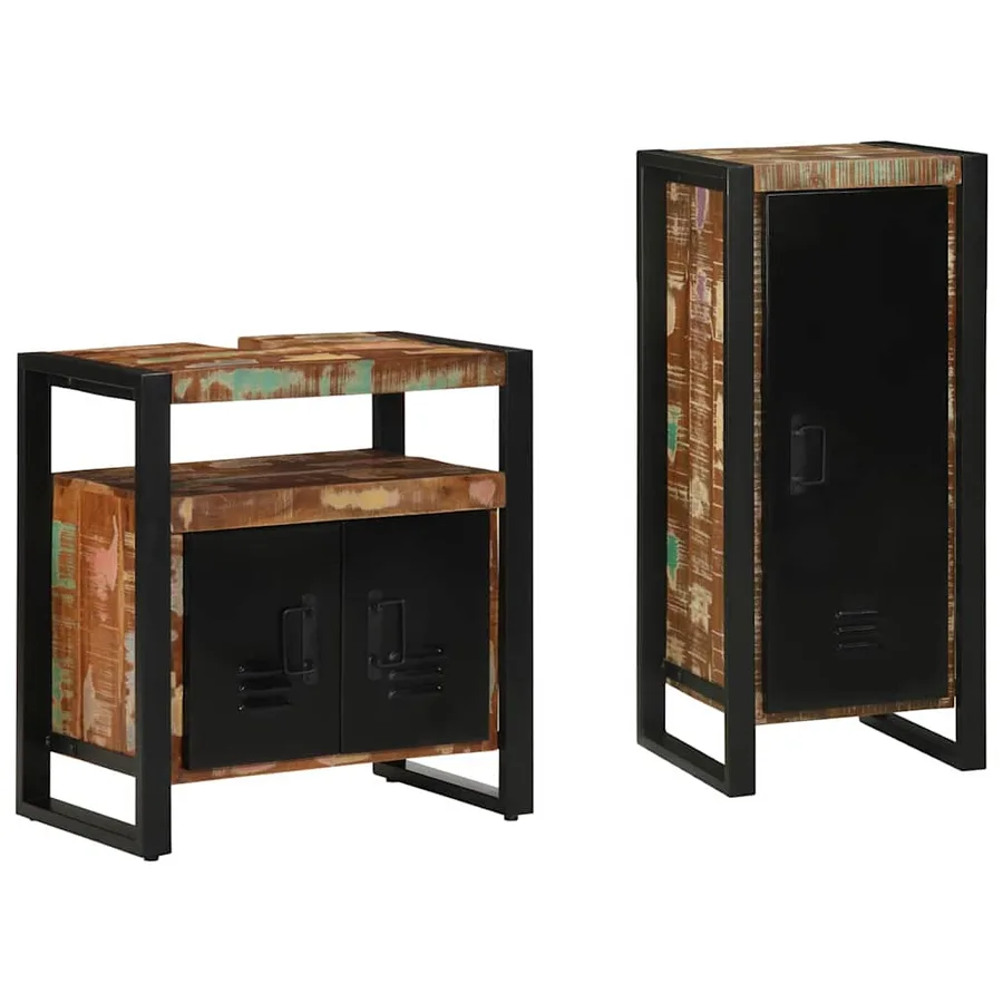 Ensemble de mobilier de salle de bain 2 pcs Bois Recyclé Solide - 2