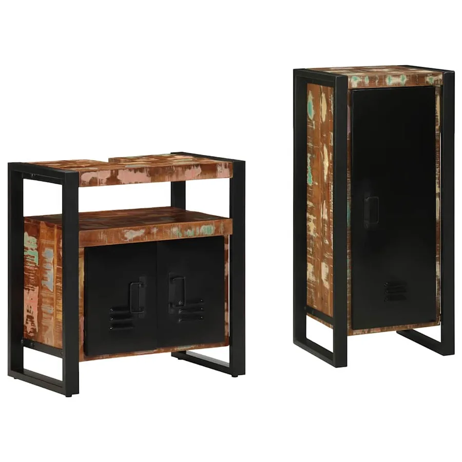 Ensemble de mobilier de salle de bain 2 pcs Bois Recyclé Solide - 3