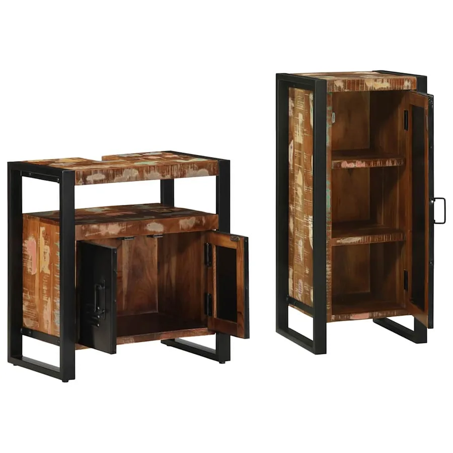 Ensemble de mobilier de salle de bain 2 pcs Bois Recyclé Solide - 4