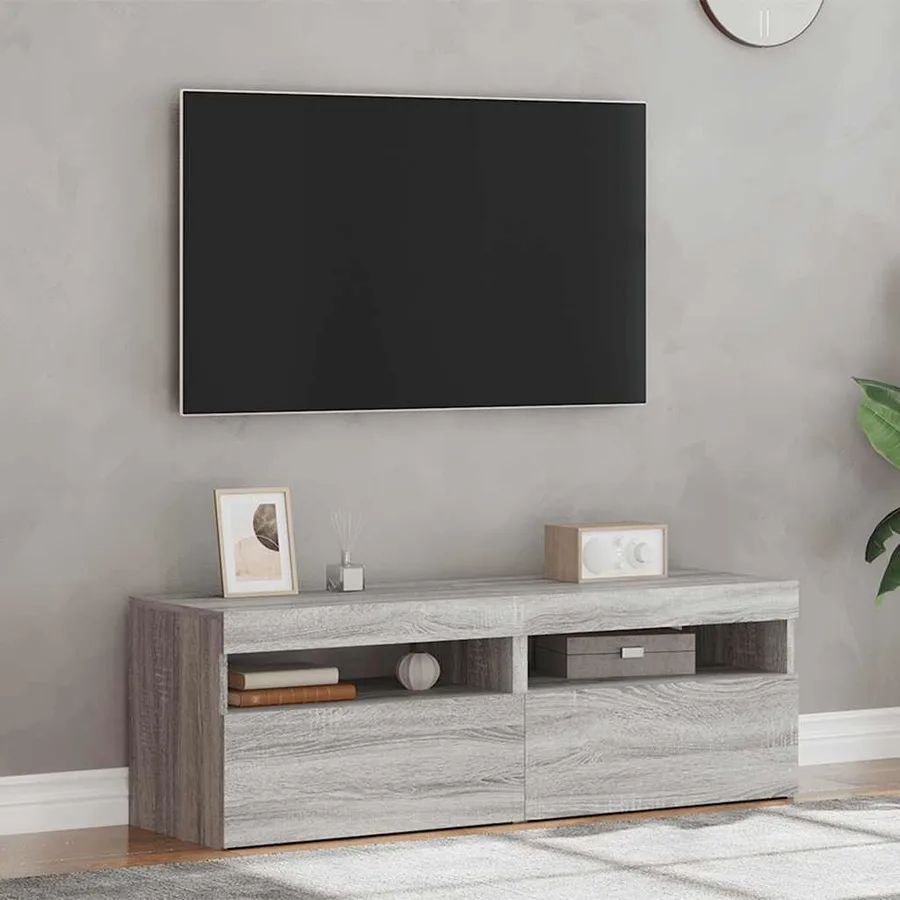 Meubles TV 2 pcs avec lumières LED Sonoma gris 60x35x40 cm - 4