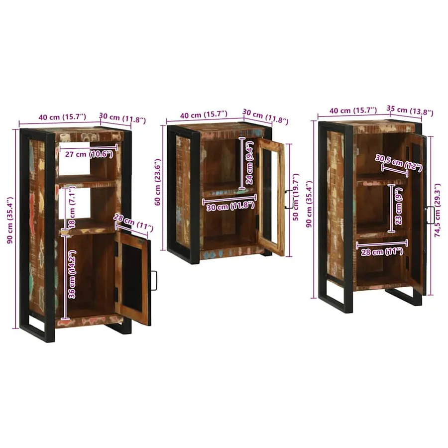 Ensemble de mobilier de salle de bain 3 pcs Bois massif recyclé - 15