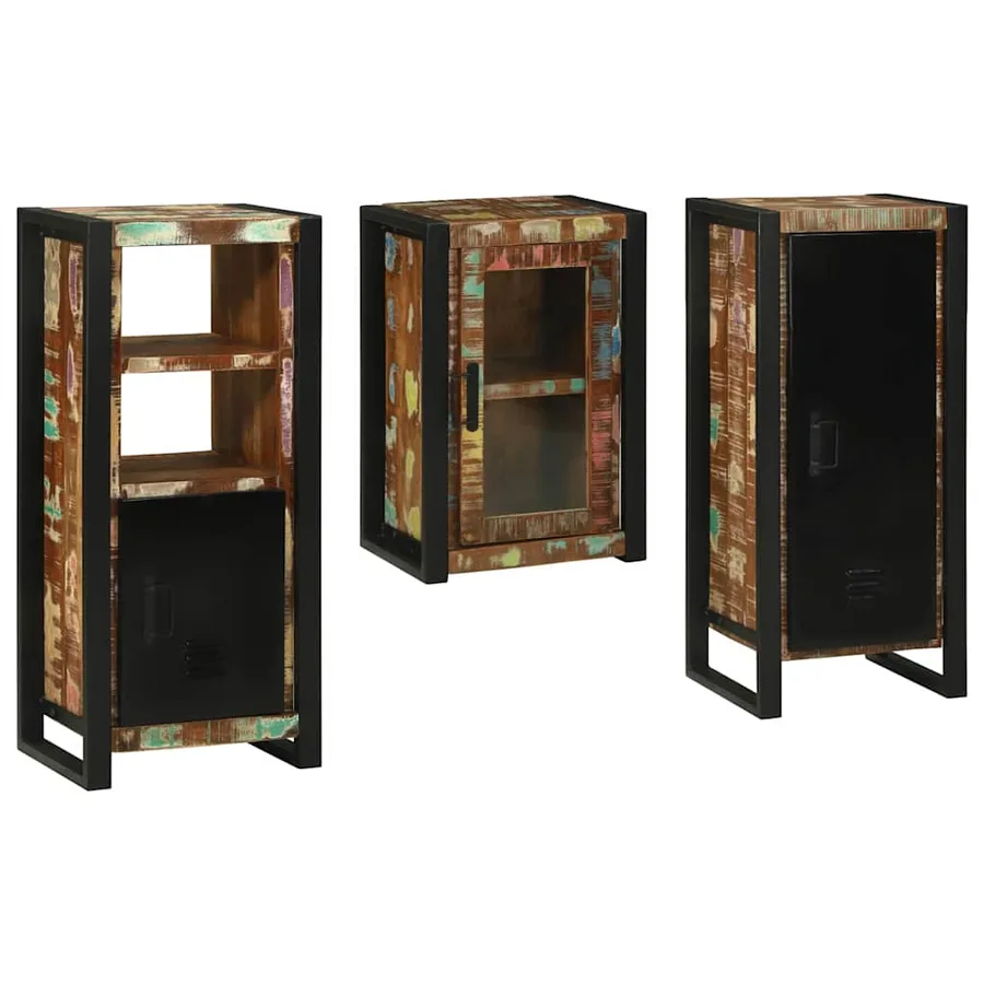 Ensemble de mobilier de salle de bain 3 pcs Bois massif recyclé - 2