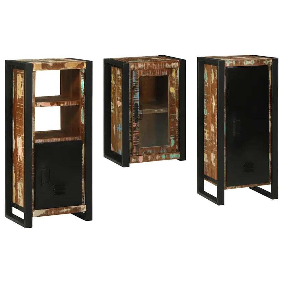 Ensemble de mobilier de salle de bain 3 pcs Bois massif recyclé - 3