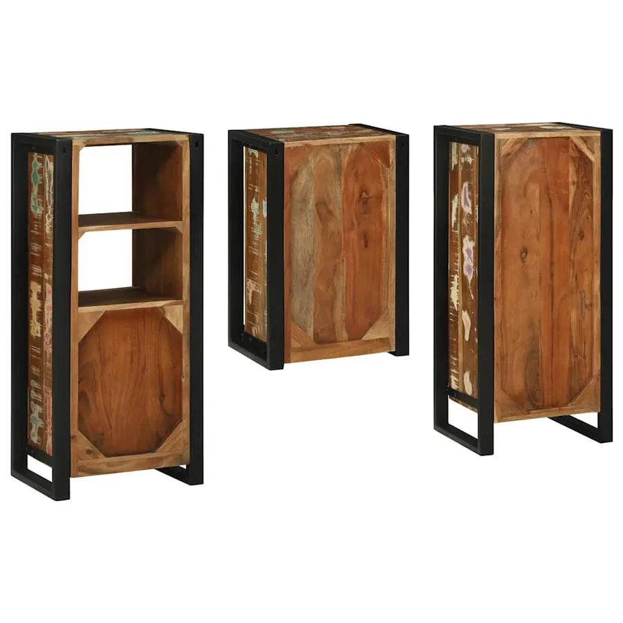 Ensemble de mobilier de salle de bain 3 pcs Bois massif recyclé - 9